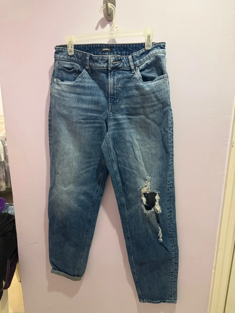Express Wide Leg Jeans in Classic Blue - Picture 2 of 5